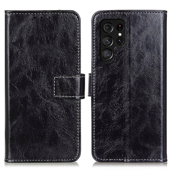 For Samsung Galaxy S25 Ultra 5G Retro Crazy Horse Texture Leather Phone Case(Black)