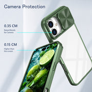 For iPhone 16 Sliding Camshield Acrylic Hybrid TPU Phone Case(Olive Green)