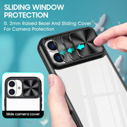 For iPhone 16 Plus Sliding Camshield Acrylic Hybrid TPU Phone Case(Black)