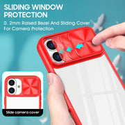 For iPhone 16 Plus Sliding Camshield Acrylic Hybrid TPU Phone Case(Red)