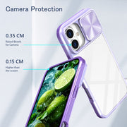 For iPhone 16 Plus Sliding Camshield Acrylic Hybrid TPU Phone Case(Purple)