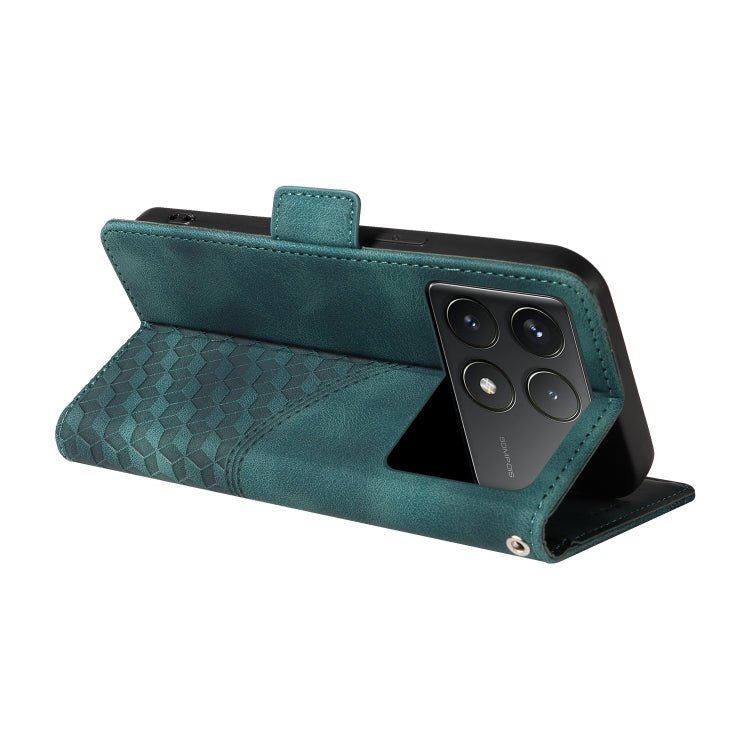 For Redmi K70 / K70 Pro Embossed Rhombus Starry Leather Phone Case(Green)