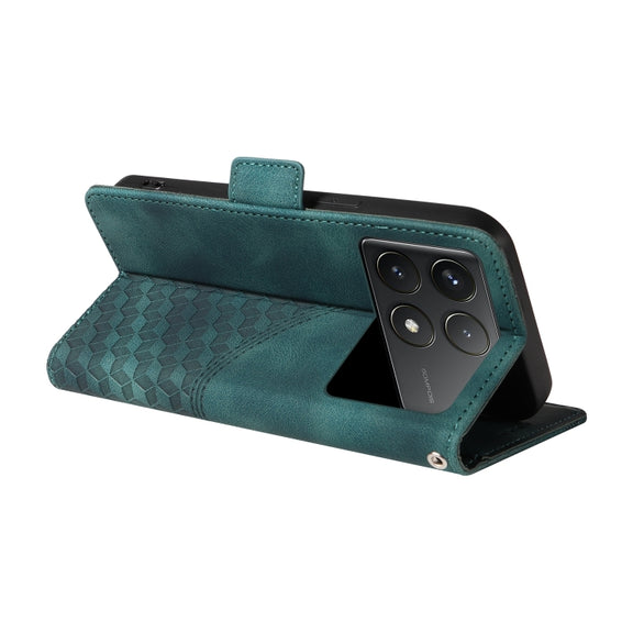 For Redmi K70 / K70 Pro Embossed Rhombus Starry Leather Phone Case(Green)