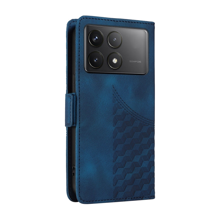 For Redmi K70 / K70 Pro Embossed Rhombus Starry Leather Phone Case(Blue)