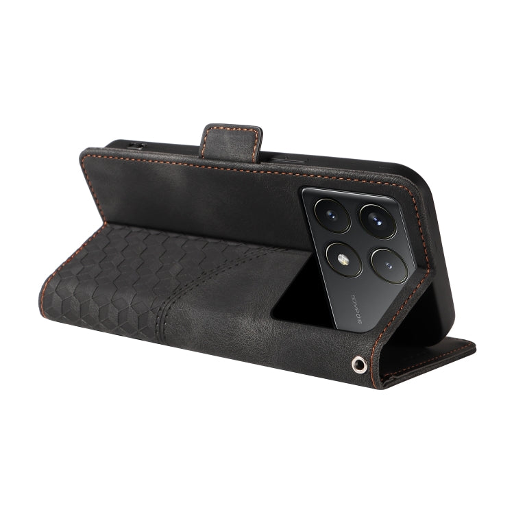 For Redmi K70 / K70 Pro Embossed Rhombus Starry Leather Phone Case(Black)