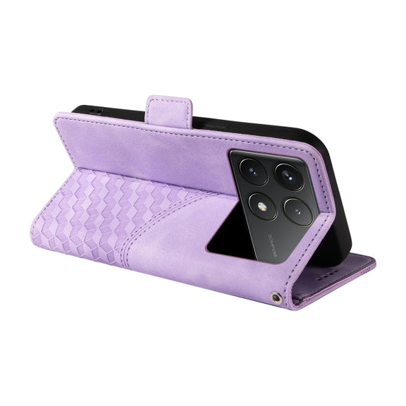 For Redmi K70 / K70 Pro Embossed Rhombus Starry Leather Phone Case(Purple)