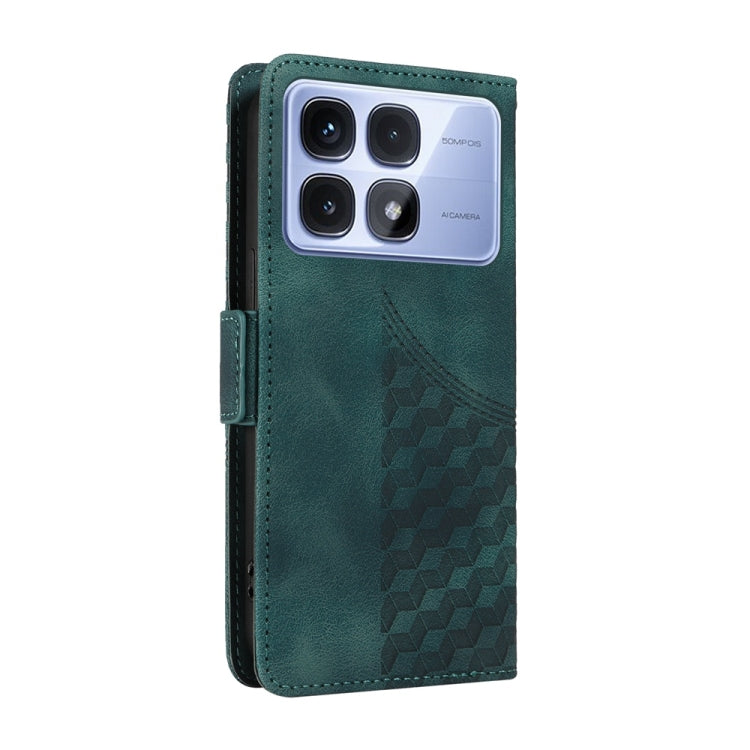 For Redmi K70 Ultra Embossed Rhombus Starry Leather Phone Case(Green)