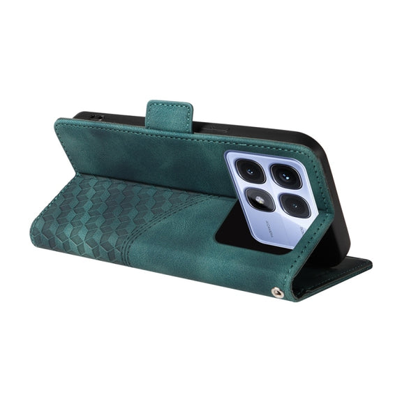 For Redmi K70 Ultra Embossed Rhombus Starry Leather Phone Case(Green)