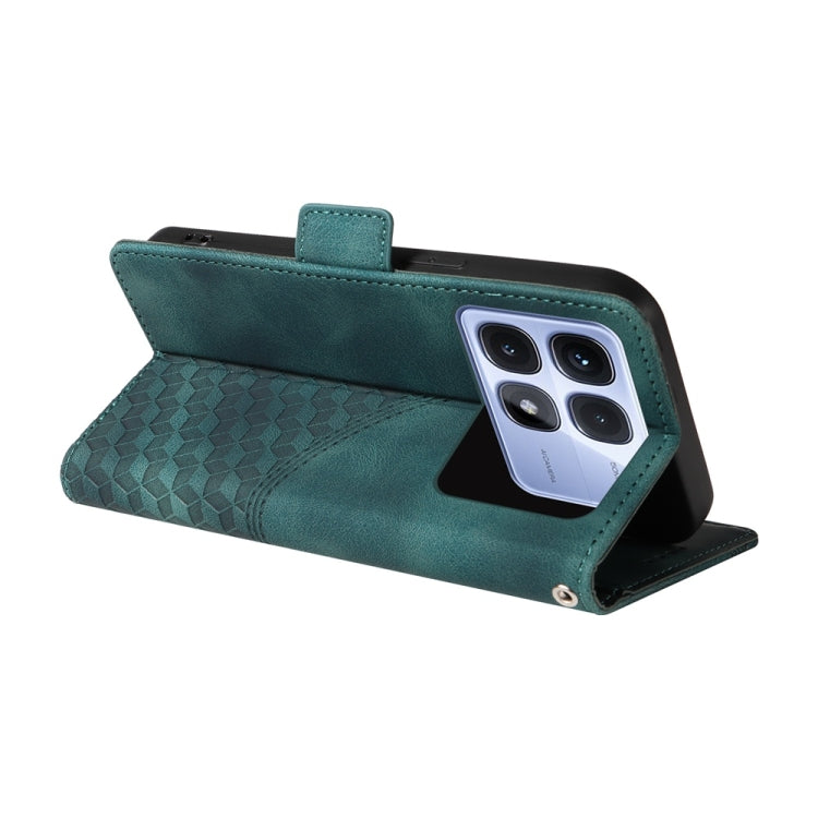 For Redmi K70 Ultra Embossed Rhombus Starry Leather Phone Case(Green)