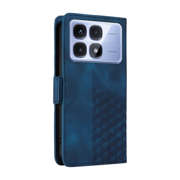 For Redmi K70 Ultra Embossed Rhombus Starry Leather Phone Case(Blue)
