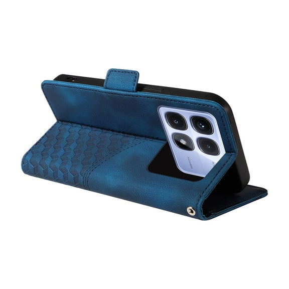 For Redmi K70 Ultra Embossed Rhombus Starry Leather Phone Case(Blue)