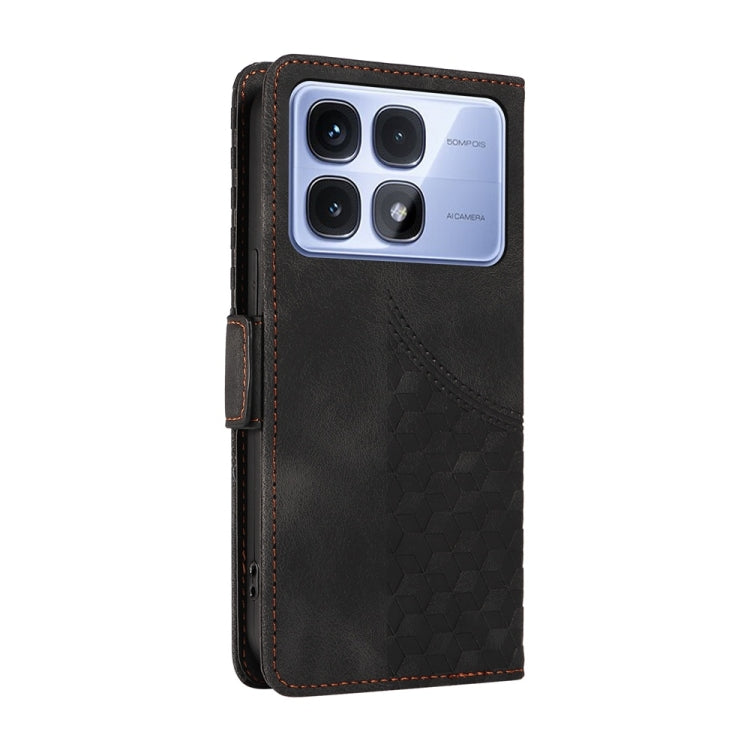 For Redmi K70 Ultra Embossed Rhombus Starry Leather Phone Case(Black)