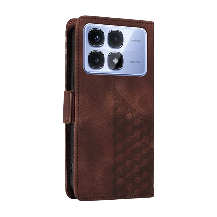 For Redmi K70 Ultra Embossed Rhombus Starry Leather Phone Case(Brown)