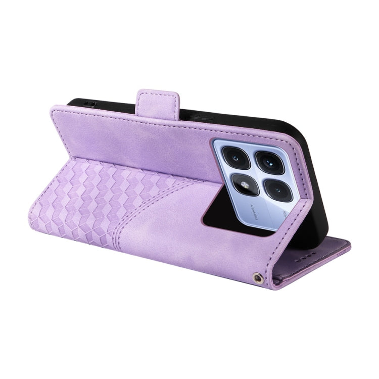 For Redmi K70 Ultra Embossed Rhombus Starry Leather Phone Case(Purple)