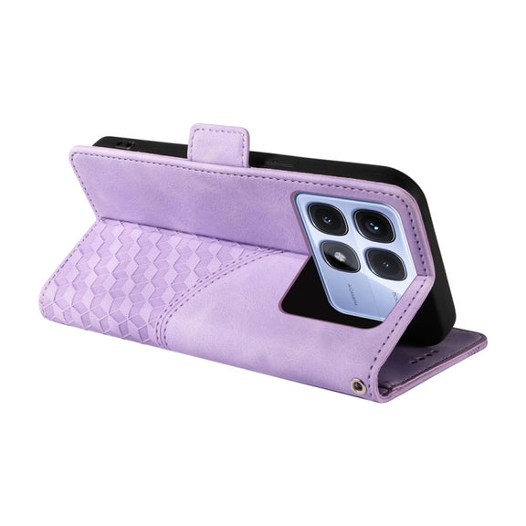 For Redmi K70 Ultra Embossed Rhombus Starry Leather Phone Case(Purple)
