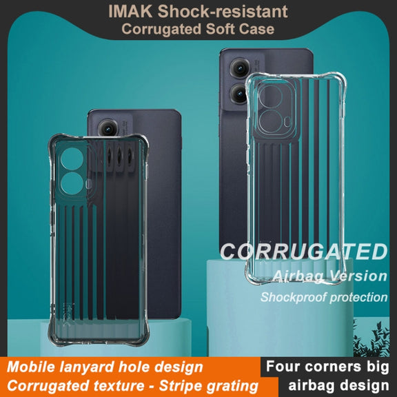 For Motorola Edge 2024 5G IMAK Corrugated Texture Airbag TPU Phone Case(Transparent Black)