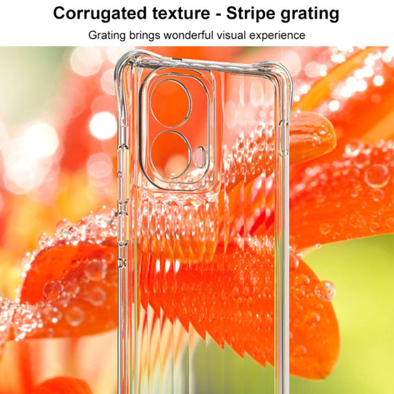 For Motorola Edge 2024 5G IMAK Corrugated Texture Airbag TPU Phone Case(Transparent Black)