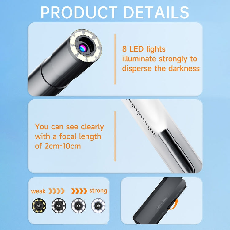 AN112 2 in 1 USB-C / Type-C + 8 Pin Interface 8mm HD Industry Endoscope, Length:1m Soft Tube