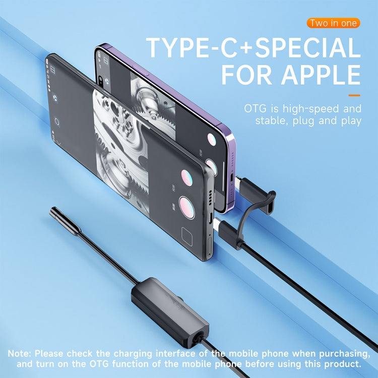 AN112 2 in 1 USB-C / Type-C + 8 Pin Interface 5.5mm HD Industry Endoscope, Length:1m Hard Tube