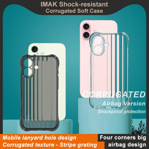For iPhone 16 IMAK Corrugated Texture Airbag TPU Phone Case(Transparent)