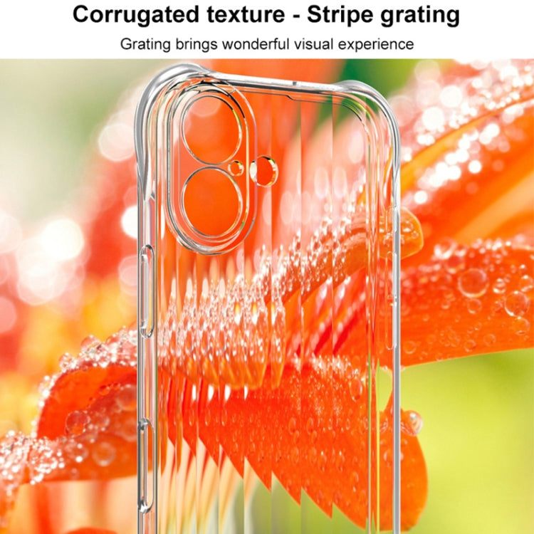 For iPhone 16 IMAK Corrugated Texture Airbag TPU Phone Case(Transparent)