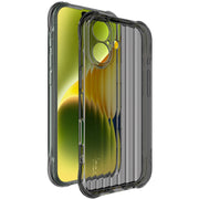 For iPhone 16 IMAK Corrugated Texture Airbag TPU Phone Case(Transparent Black)