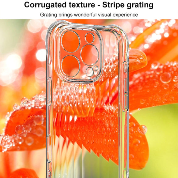 For iPhone 16 Pro IMAK Corrugated Texture Airbag TPU Phone Case(Transparent)