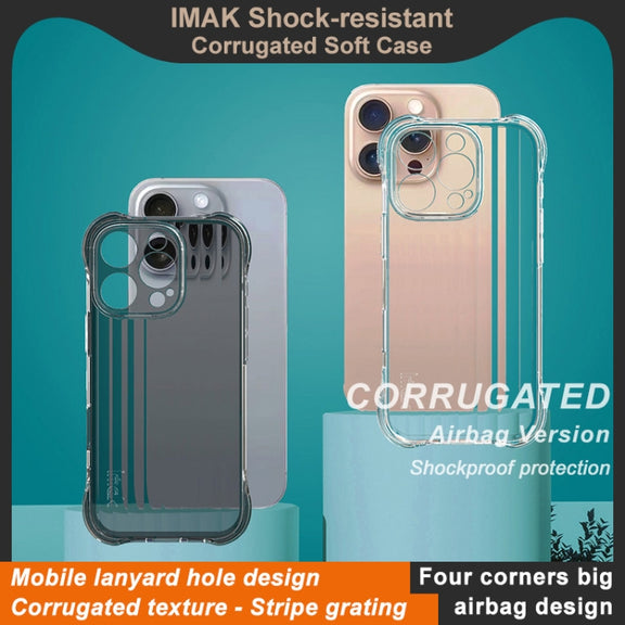For iPhone 16 Pro Max IMAK Corrugated Texture Airbag TPU Phone Case(Transparent)