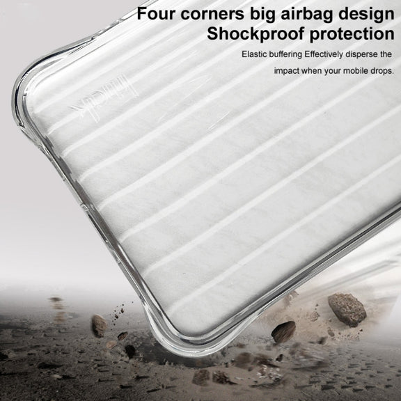 For iPhone 16 IMAK Corrugated Texture Airbag TPU Phone Case(Transparent)