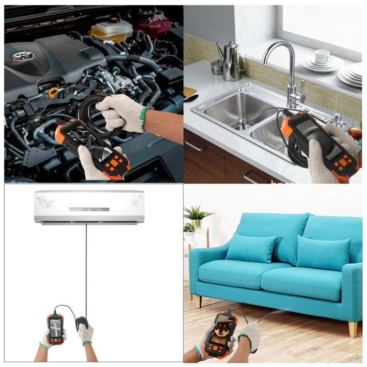 T20 4.3 inch IPS Screen 8mm Single Camera IP67 Water-resistant Hard Cable Digital Endoscope, Length:1m(Black Orange)