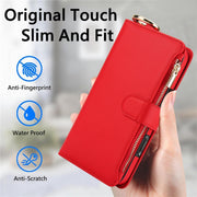 For iPhone 16 Pro Max Crossbody Ring Multifunctional Wallet Leather Phone Case(Red)