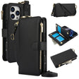 For iPhone 16 Pro Crossbody Ring Multifunctional Wallet Leather Phone Case(Black) - More iPhone Cases by PMC TechLife | Online Shopping South Africa | PMC TechLife | Buy Now Pay Later Mobicred