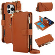 For iPhone 16 Pro Crossbody Ring Multifunctional Wallet Leather Phone Case(Brown) - More iPhone Cases by PMC TechLife | Online Shopping South Africa | PMC TechLife | Buy Now Pay Later Mobicred