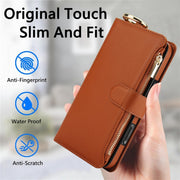 For iPhone 16 Pro Crossbody Ring Multifunctional Wallet Leather Phone Case(Brown)