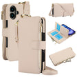 For iPhone 16 Plus Crossbody Ring Multifunctional Wallet Leather Phone Case(White) - iPhone 16 Plus Cases by PMC TechLife | Online Shopping South Africa | PMC TechLife | Buy Now Pay Later Mobicred
