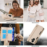 For iPhone 16 Plus Crossbody Ring Multifunctional Wallet Leather Phone Case(White)