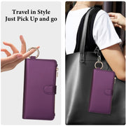 For iPhone 16 Plus Crossbody Ring Multifunctional Wallet Leather Phone Case(Dark Purple)