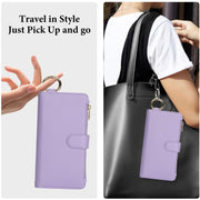 For iPhone 16 Plus Crossbody Ring Multifunctional Wallet Leather Phone Case(Purple)