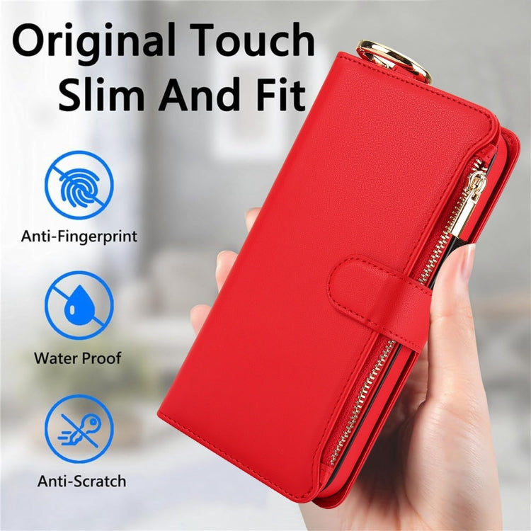 For Samsung Galaxy S24 5G Crossbody Ring Multifunctional Wallet Leather Phone Case(Red)
