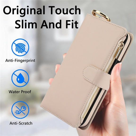 For Samsung Galaxy S24+ 5G Crossbody Ring Multifunctional Wallet Leather Phone Case(White)