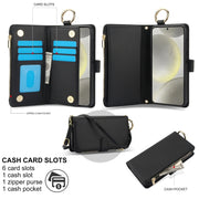 For Samsung Galaxy S24+ 5G Crossbody Ring Multifunctional Wallet Leather Phone Case(Black)