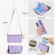 For Samsung Galaxy S24+ 5G Crossbody Ring Multifunctional Wallet Leather Phone Case(Purple)