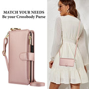 For Samsung Galaxy S24 Ultra 5G Crossbody Ring Multifunctional Wallet Leather Phone Case(Rose Gold)