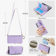 For Samsung Galaxy S24 Ultra 5G Crossbody Ring Multifunctional Wallet Leather Phone Case(Purple)