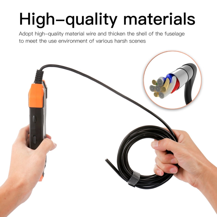 T20 4.3 inch IPS Screen 3.9mm Single Camera IP67 Water-resistant Hard Cable Digital Endoscope, Length:5m(Black Orange)