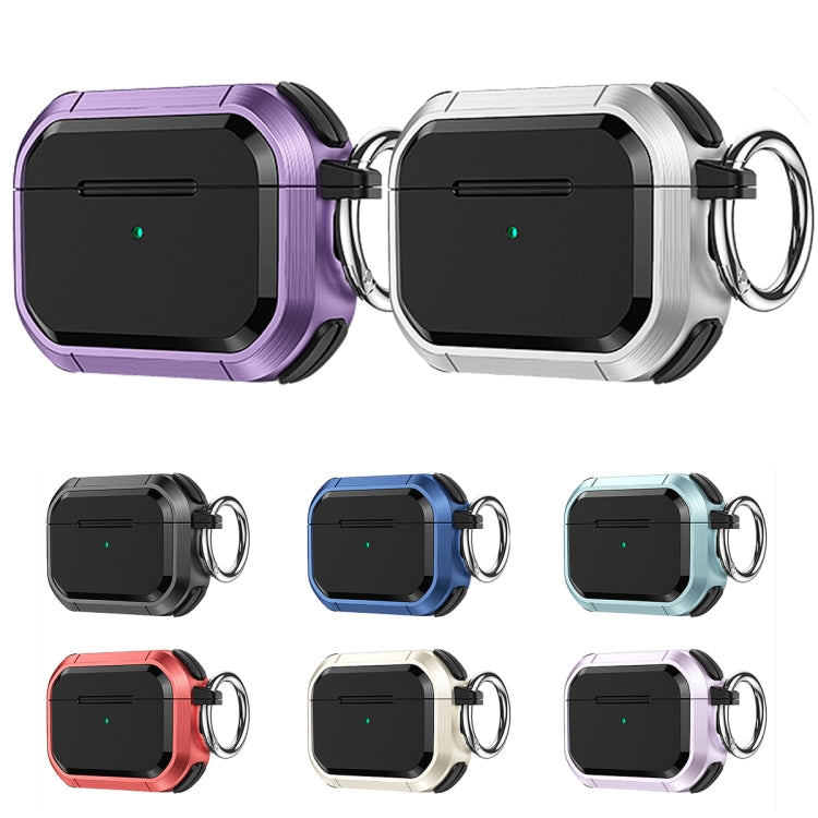For AirPods Pro / Pro 2 Armor TPU + PC Earbuds Box Protective Case with Metal Buckle(Violet)