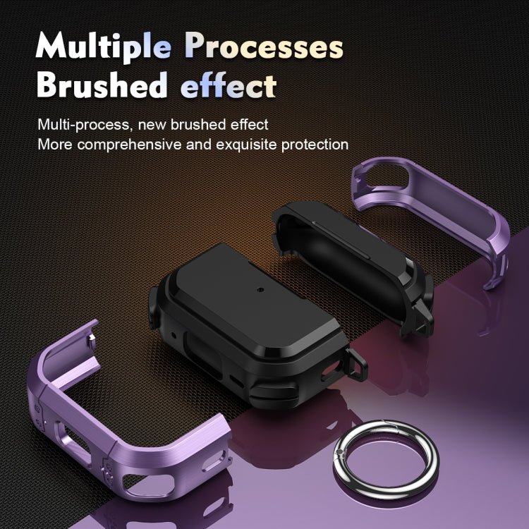 For AirPods Pro / Pro 2 Armor TPU + PC Earbuds Box Protective Case with Metal Buckle(Violet)