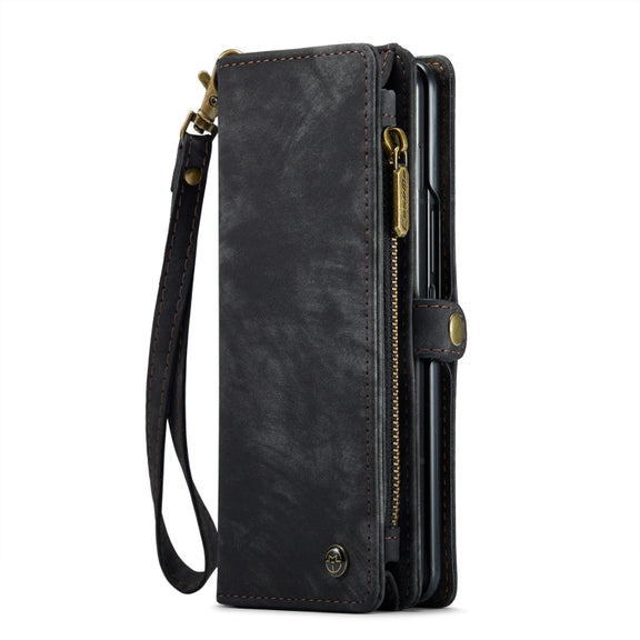 For Samsung Galaxy Z Fold6 5G CaseMe 008 Multifunctional Zipper Wallet Leather Phone Case with Lanyard(Black)