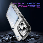 For iPhone 16 Card Holder Acrylic Hybrid TPU Phone Case(Transparent Black)