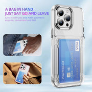 For iPhone 16 Card Holder Acrylic Hybrid TPU Phone Case(Transparent)
